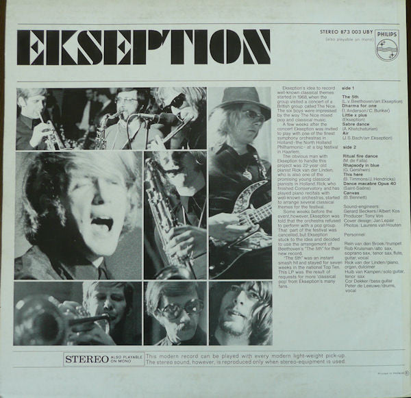 Ekseption - Ekseption (LP) 51391 Vinyl LP Vinyl Very Good (VG) <br> Hoes Good Plus (G+)