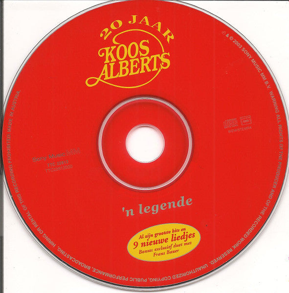 Koos Alberts - 20 Jaar Koos Alberts 'n Legende (CD) Compact Disc Goede Staat