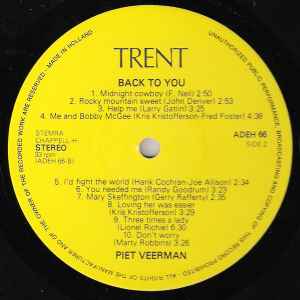 Piet Veerman And The New Cats - Back To You (LP) 51133 Vinyl LP Vinyl Very Good (VG) <br> Hoes Good Plus (G+)