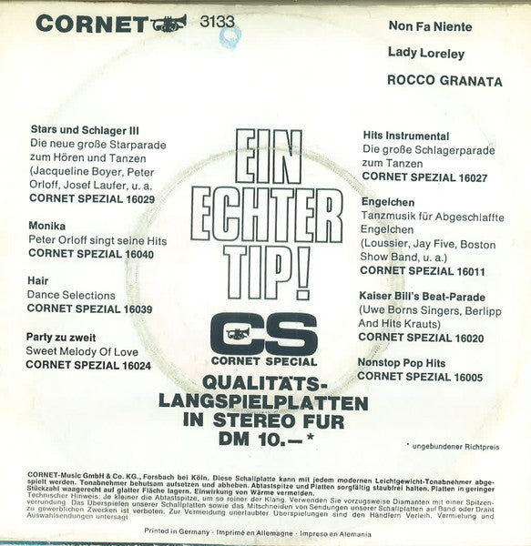 Rocco Granata - Non Fa Niente Vinyl Singles Vinyl Very Good (VG) <br> Hoes Good Plus (G+)