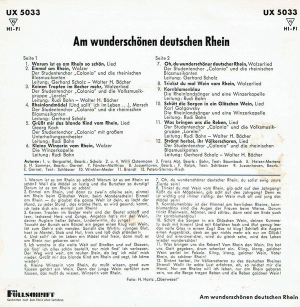 Am Wunderschone Deutschen Rhein Vinyl Singles Vinyl Very Good (VG) <br> Hoes Good Plus (G+)