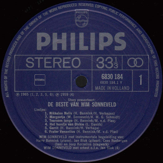 Wim Sonneveld - Story Presenteert: De Beste Van Wim Sonneveld (LP) Vinyl LP Vinyl Zeer Goed / Hoesje Goed "VINYLSINGLES.NL"