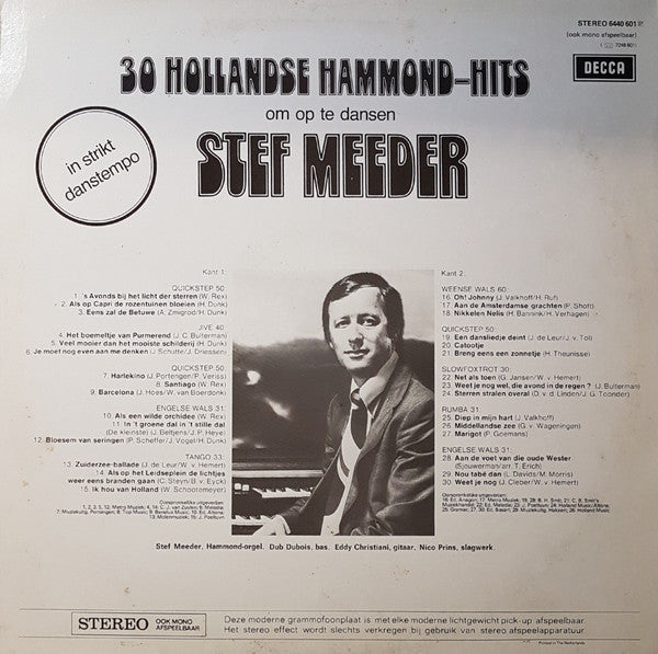 Stef Meeder - ** Hollandse Hammond Hits Om Op Te Dansen (LP) Vinyl LP Vinyl Very Good (VG) <br> Hoes Good Plus (G+)