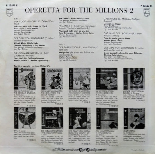 Various – Operetta For The Millions * (**") Vinyl LP 10" Vinyl Zeer Goed / Hoesje Goed "VINYLSINGLES.NL"