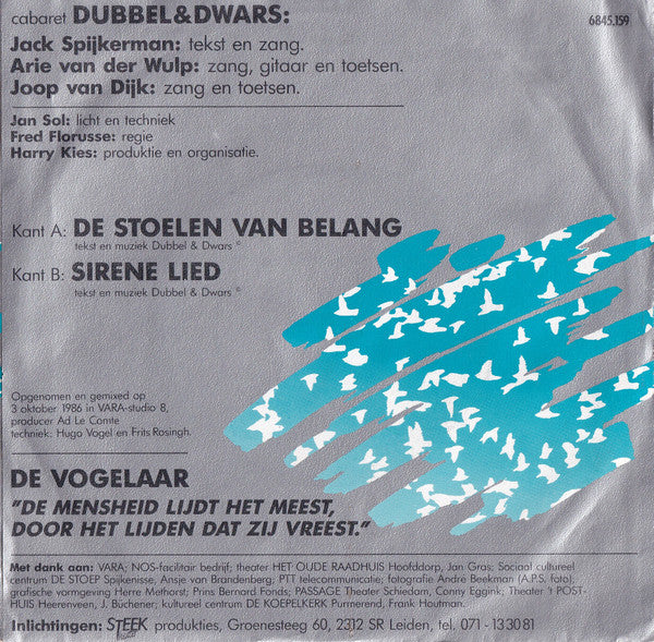 Dubbel & Dwars - De Vogelaar Vinyl Singles Vinyl Very Good (VG) <br> Hoes Good Plus (G+)
