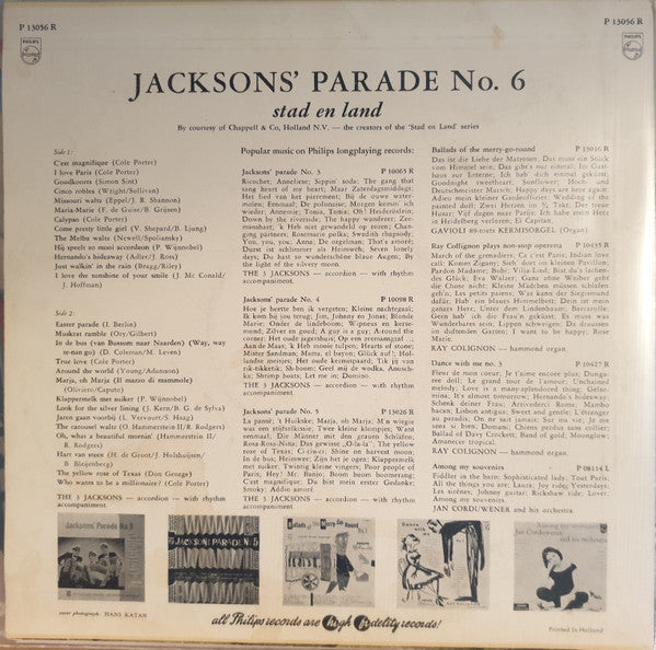 3 Jacksons - Jacksons' Parade No. 6 (10") Vinyl LP 10" Vinyl Very Good (VG) <br> Hoes Good Plus (G+)