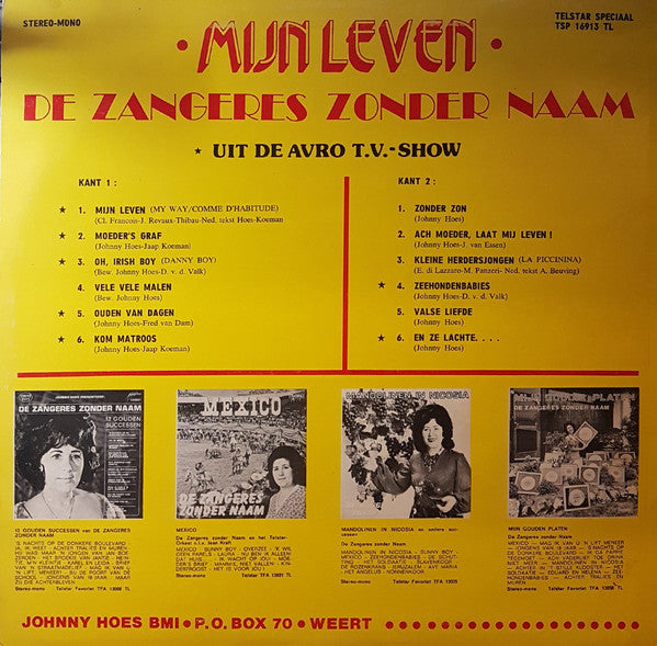 Zangeres Zonder Naam - Mijn Leven (LP) Vinyl LP Vinyl Very Good (VG) <br> Hoes Good Plus (G+)