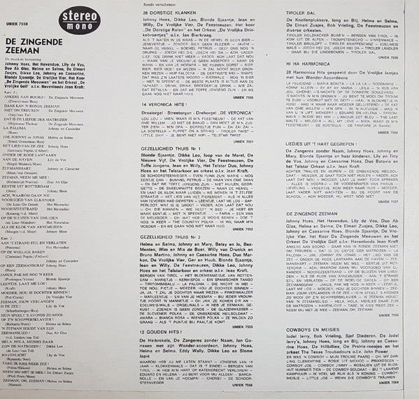 Johnny Hoes - De Zingende Zeeman - ** Havenmelodietjes (LP) Vinyl LP Vinyl Very Good (VG) <br> Hoes Good Plus (G+)