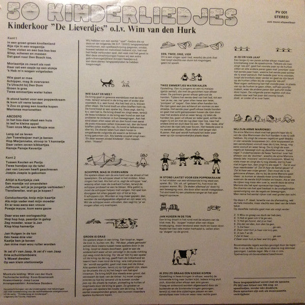 Kinderkoor De Lieverdjes - 50 Kinderliedjes (LP) Vinyl LP Vinyl Very Good (VG) <br> Hoes Good Plus (G+)