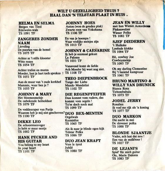 Akkordeon-Duo Bex-Menten - Parijse Nachten Vinyl Singles Vinyl Very Good (VG) <br> Hoes Good Plus (G+)