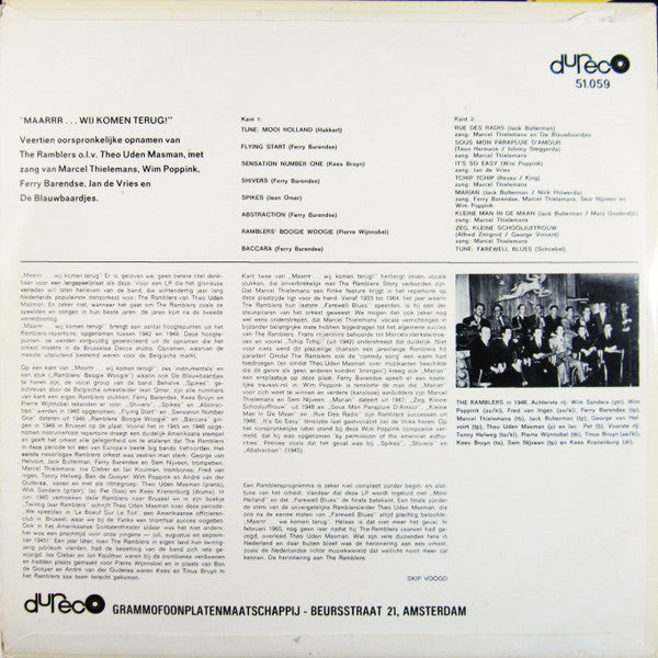 Ramblers - Maarrrr... Wij Komen Terug! (LP) Vinyl LP Vinyl Very Good (VG) <br> Hoes Good Plus (G+)