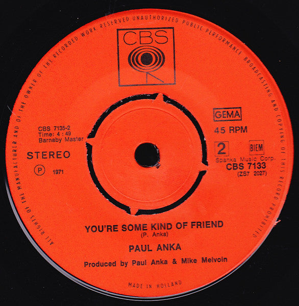 Paul Anka - Why Are You Leaning On Me Sir Vinyl Singles Vinyl Very Good (VG) <br> Hoes Generic