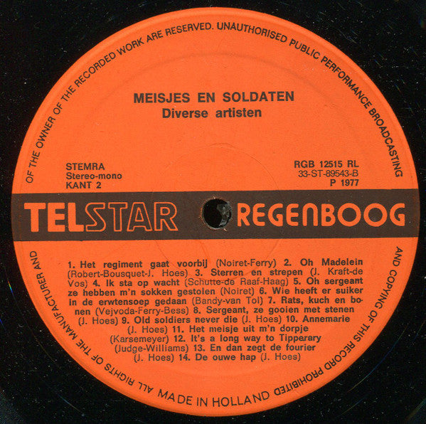 Various - Meisjes En Soldaten - 28 Soldatenliedjes (LP) Vinyl LP Vinyl Very Good (VG) <br> Hoes Good Plus (G+)