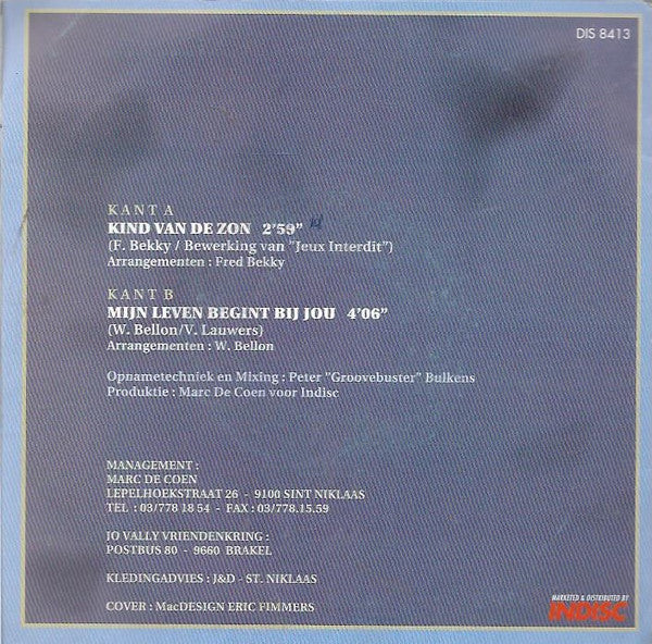 Jo Vally - Kind Van De Zon Vinyl Singles Vinyl Very Good (VG) <br> Hoes Good Plus (G+)