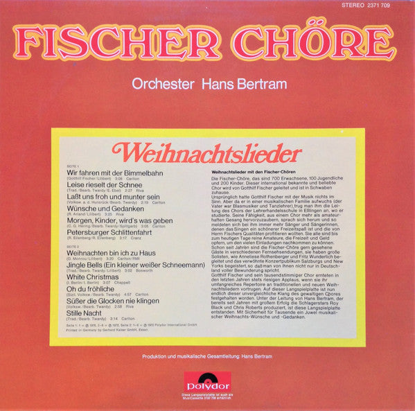 Fischer Chöre - Die Schönsten Weihnachtslieder (LP)