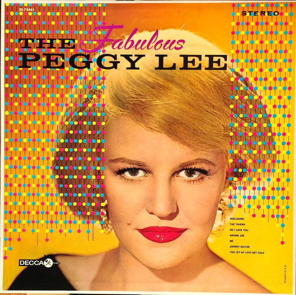 Peggy Lee - The Fabulous Peggy Lee (LP) Vinyl LP Vinyl Very Good (VG) <br> Hoes Good Plus (G+)