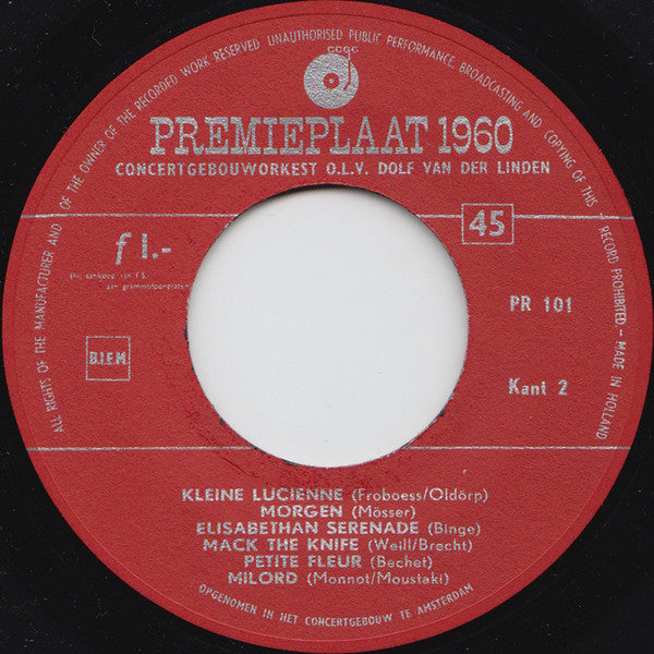 Concertgebouworkest - Muziek 1960 21835 Vinyl Singles Vinyl Zeer Goed / Hoesje Generic "VINYLSINGLES.NL"