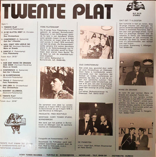Various - Twente Plat - Een Klein Uur Twentse Humor Met (LP) Vinyl LP Vinyl Zeer Goed / Hoesje Goed "VINYLSINGLES.NL"