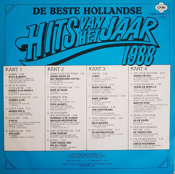 Various - De Beste Hollandse Hits Van Het Jaar 1988 (LP) Vinyl LP Dubbel Vinyl Very Good (VG) <br> Hoes Good Plus (G+)