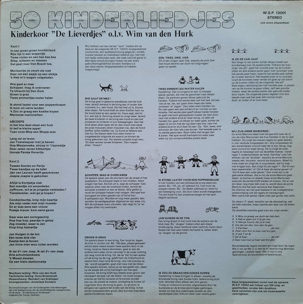 Kinderkoor De Lieverdjes - Wie Doet Er Mee (LP) Vinyl LP Vinyl Very Good (VG) <br> Hoes Good Plus (G+)