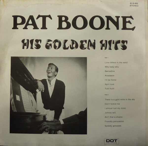 Pat Boone - His Golden Hits (LP) Vinyl LP Vinyl Very Good (VG) <br> Hoes Good Plus (G+)