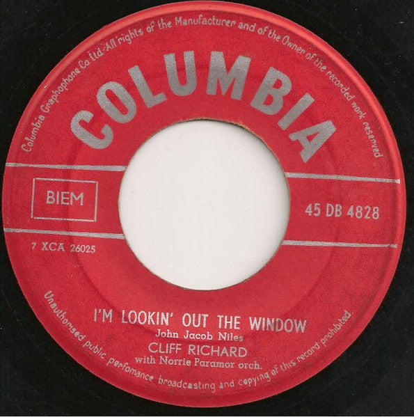 Cliff Richard - I'm Lookin' Out The Window Vinyl Singles Vinyl (VG) <br> Hoes Generic