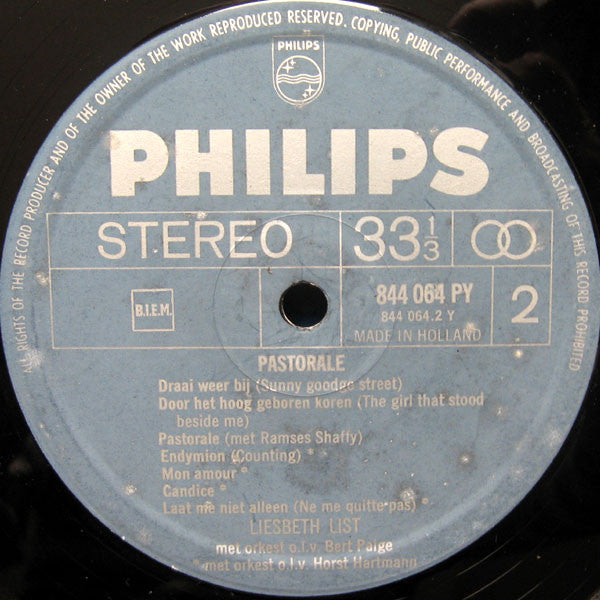 Liesbeth List - Pastorale (LP) 52441 Vinyl LP Vinyl Very Good (VG) <br> Hoes Good Plus (G+)