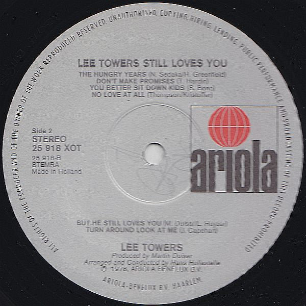 Lee Towers - Still Loves You (LP) Vinyl LP Vinyl Very Good (VG) <br> Hoes Good Plus (G+)