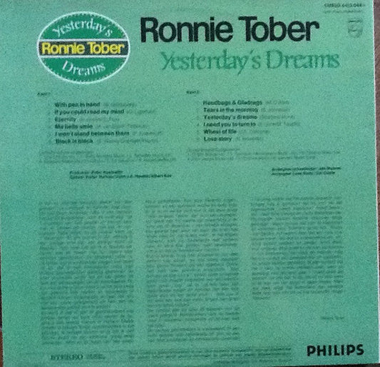 Ronnie Tober - Yesterday's Dreams (LP) Vinyl LP Vinyl Zeer Goed / Hoesje Goed "VINYLSINGLES.NL"