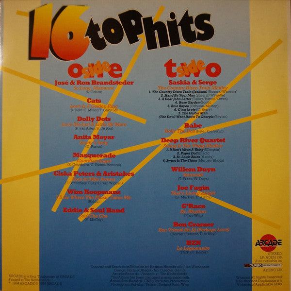 Various - 16 Top Hits (LP) Vinyl LP Vinyl Very Good (VG) <br> Hoes Good Plus (G+)