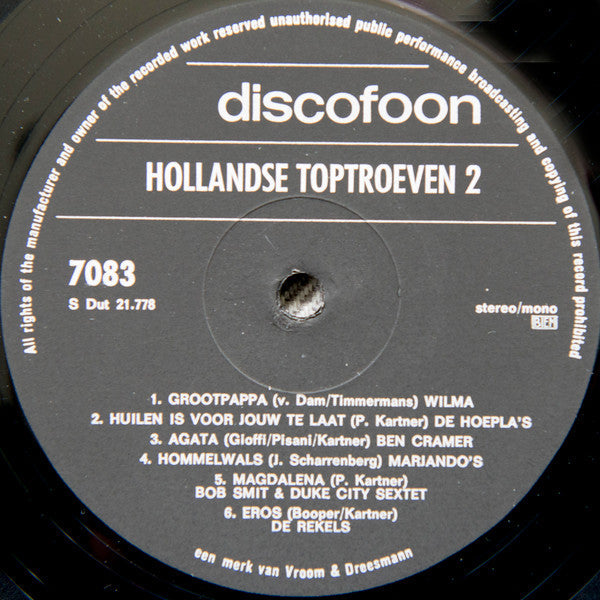 Various - Hollandse Toptroeven * (LP) Vinyl LP Vinyl Very Good (VG) <br> Hoes Good Plus (G+)