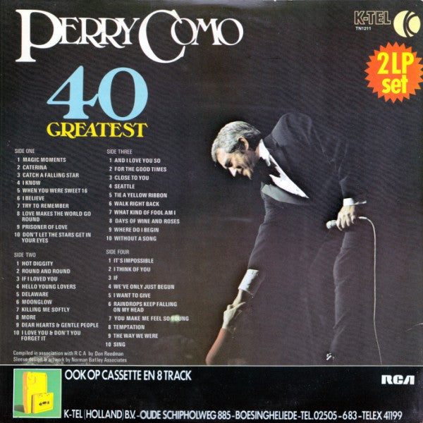 Perry Como - 40 Greatest (LP) Vinyl LP Dubbel Vinyl Very Good (VG) <br> Hoes Good Plus (G+)