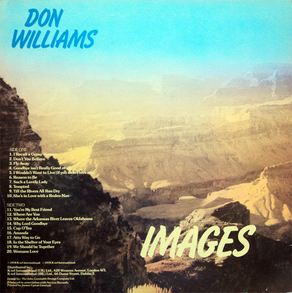 Don Williams - Images (LP) Vinyl LP Vinyl Very Good (VG) <br> Hoes Good Plus (G+)