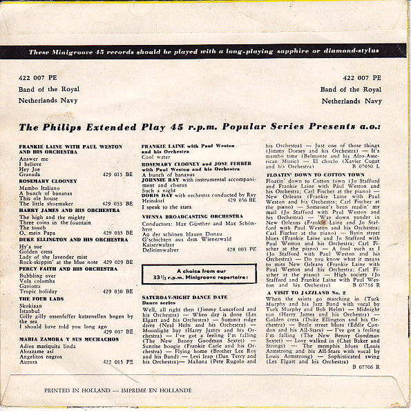 Marinierskapel der Koninklijke Marine - Anchors Aweigh Vinyl Singles EP Vinyl (VG) <br> Hoes (G+)