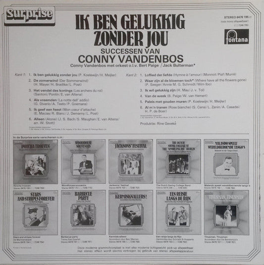 Conny Vandenbos - Ik Ben Gelukkig Zonder Jou (LP) Vinyl LP Vinyl Zeer Goed / Hoesje Goed "VINYLSINGLES.NL"