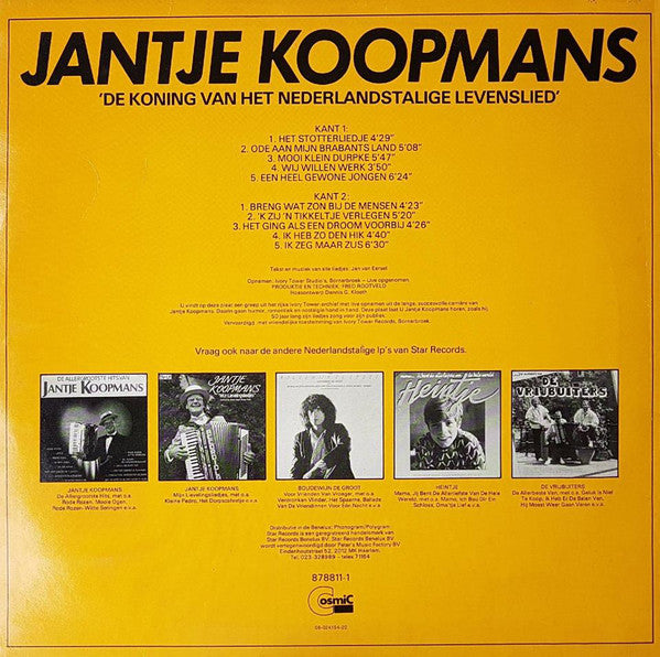 Jantje Koopmans - De Koning Van Het Nederlandstalige Levenslied (LP) 51261 Vinyl LP Vinyl Very Good (VG) <br> Hoes Good Plus (G+)