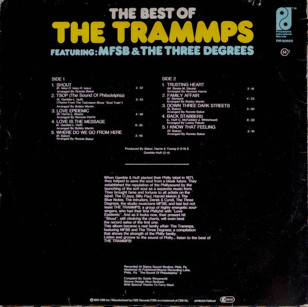 Trammps - Best Of Trammps Featuring: MFSB & Three Degrees (LP) Vinyl LP Vinyl Very Good (VG) <br> Hoes Good Plus (G+)