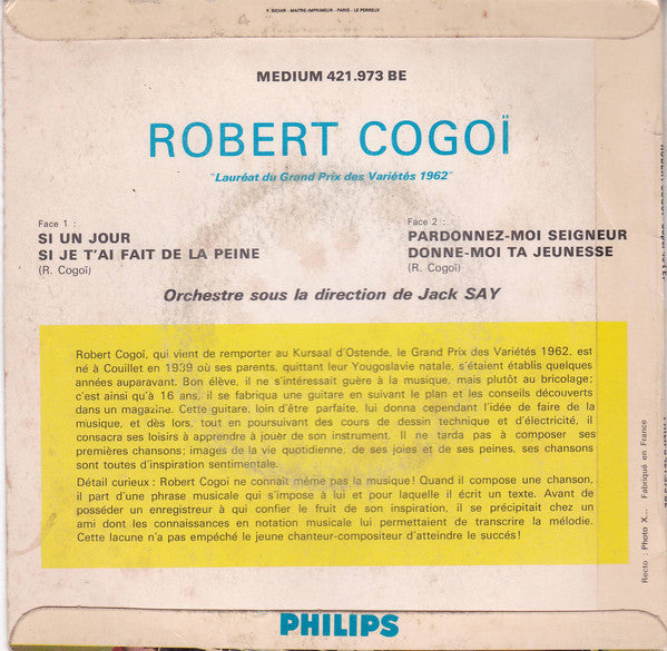 Robert Cogoi - Lauréat Du Grand Prix Des Variétés Vinyl Singles EP Vinyl Zeer Goed / Hoesje Goed "VINYLSINGLES.NL"