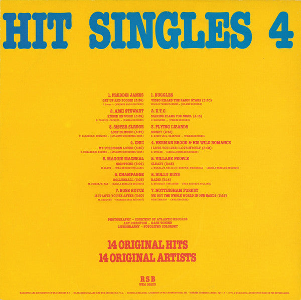 Various - Hit Singles 4 (14 Original Hits) (LP) Vinyl LP Vinyl Very Good (VG) <br> Hoes Good Plus (G+)