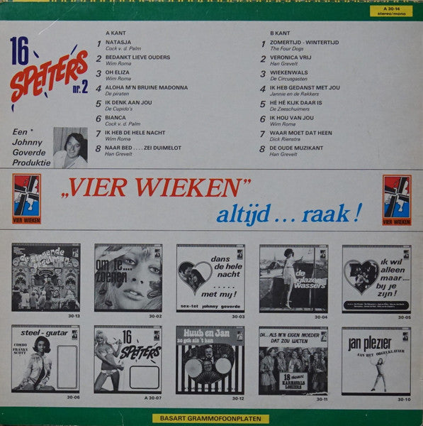 Various - 16 Spetters Nr. 2 (LP) Vinyl LP Vinyl Very Good (VG) <br> Hoes Good Plus (G+)