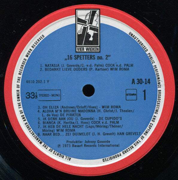 Various - 16 Spetters No. 2 (LP) 50708