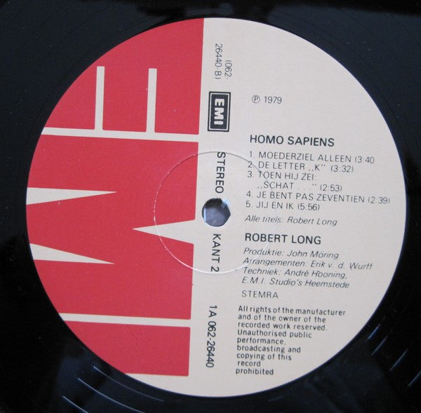 Robert Long - Homo Sapiens (LP) 51392 Vinyl LP Vinyl Very Good (VG) <br> Hoes Good Plus (G+)