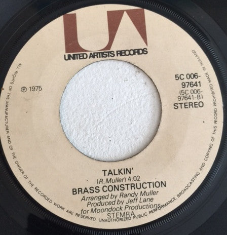 Brass Construction - Movin' Vinyl Singles Vinyl Very Good (VG) <br> Hoes Generic