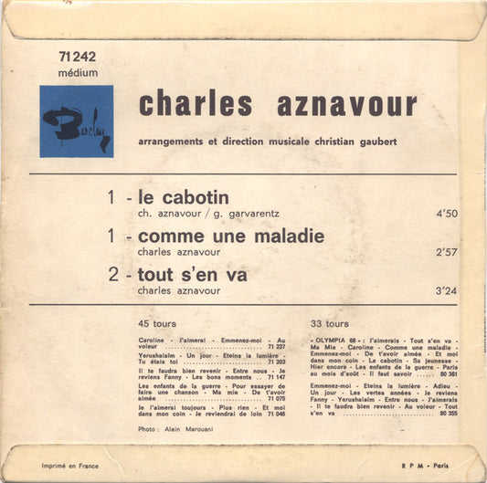 Charles Aznavour - Le Cabotin Vinyl Singles EP Vinyl Zeer Goed / Hoesje Goed "VINYLSINGLES.NL"