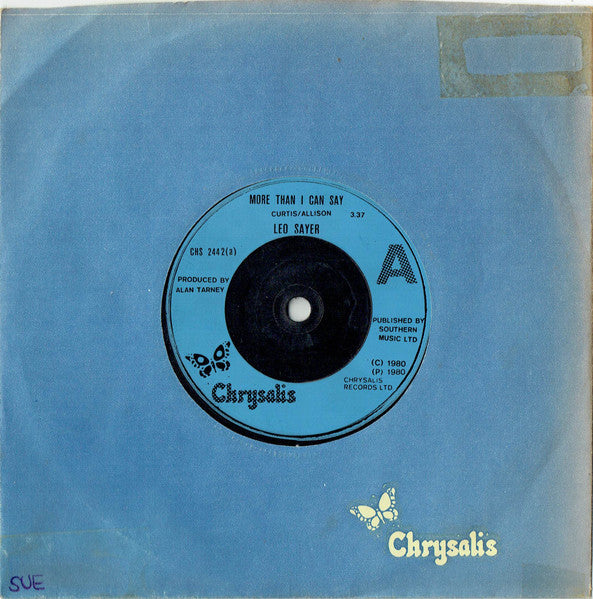 Leo Sayer - More Than I Can Say Vinyl Singles Vinyl Very Good (VG) <br> Hoes Good Plus (G+)