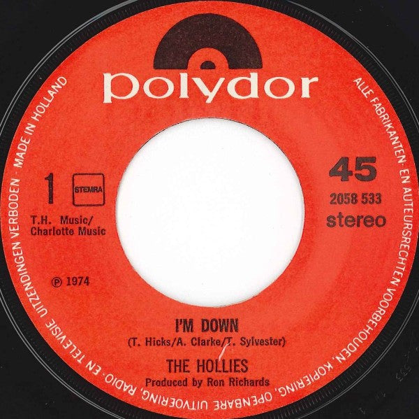 Hollies - I'm Down Vinyl Singles