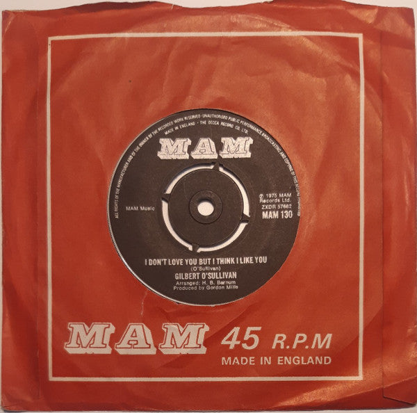 Gilbert O'Sullivan - I Don't Love You But I Think I Like You
