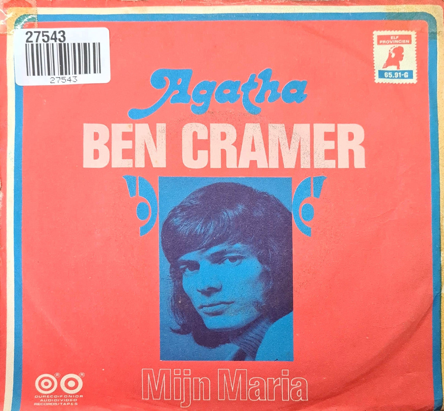 Ben Cramer - Agatha Vinyl Singles Vinyl Very Good (VG) <br> Hoes Good Plus (G+)