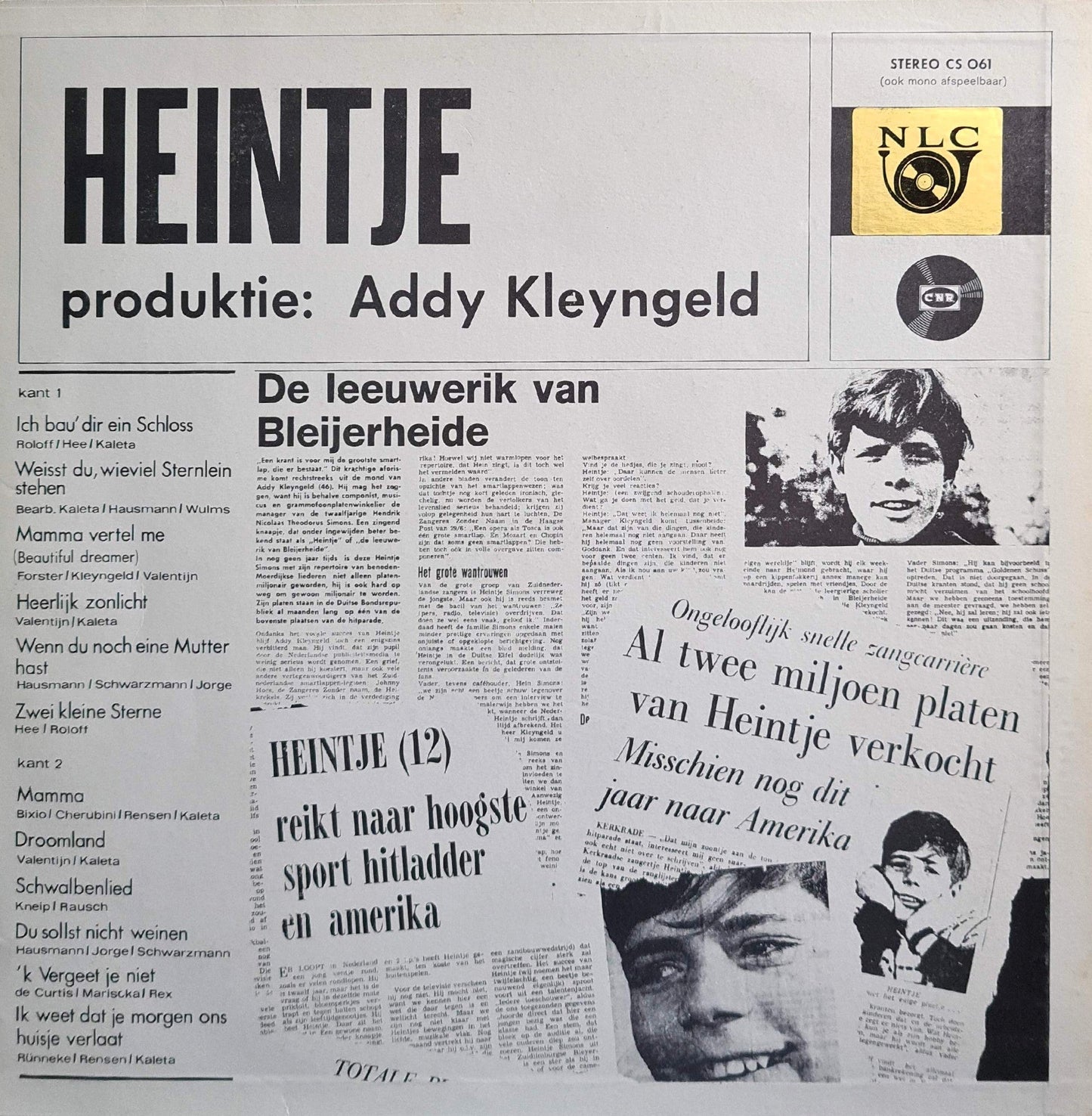 Heintje - Heintje (LP) Vinyl LP Vinyl Very Good (VG) <br> Hoes Good Plus (G+)