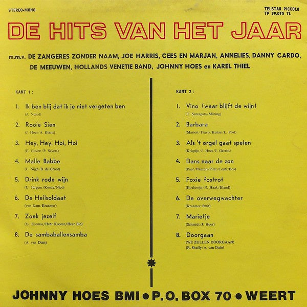 Various - De Hits Van Het Jaar (LP) 41958 Vinyl LP Vinyl Very Good (VG) <br> Hoes Good Plus (G+)